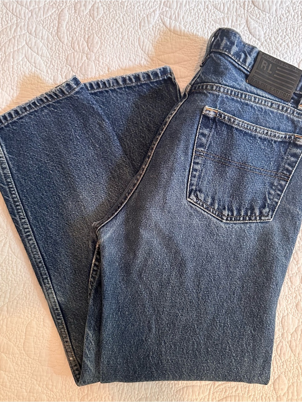 Ralph Lauren Indigo Straight Button Fly Vintage Jeans. Size 10